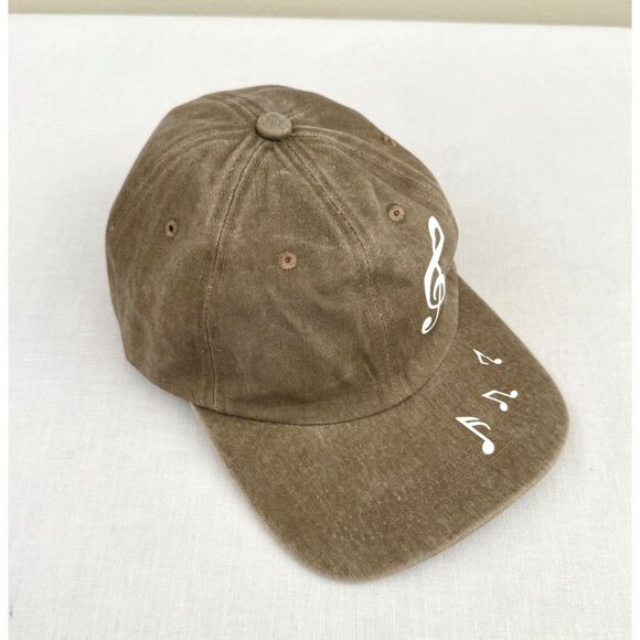 Music Note Hat Khaki Tan Graphic Print Treble Clef Baseball Cap by Infashule - Picture 2 of 11